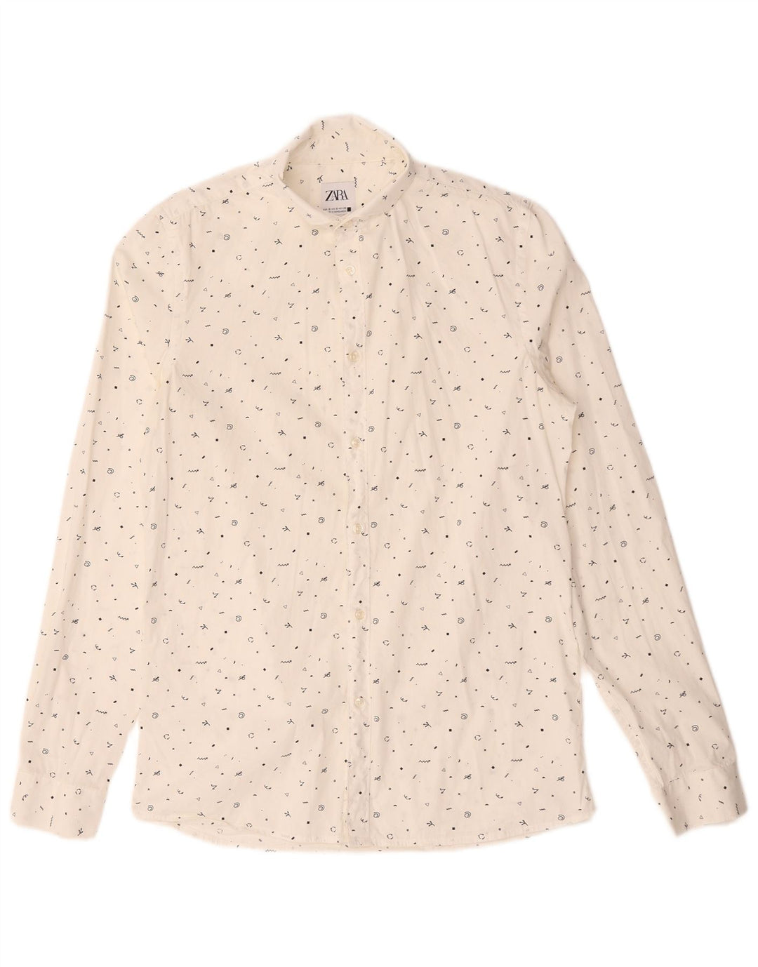 Camicia Zara da uomo super slim fit con motivo astratto, piccola bianca
