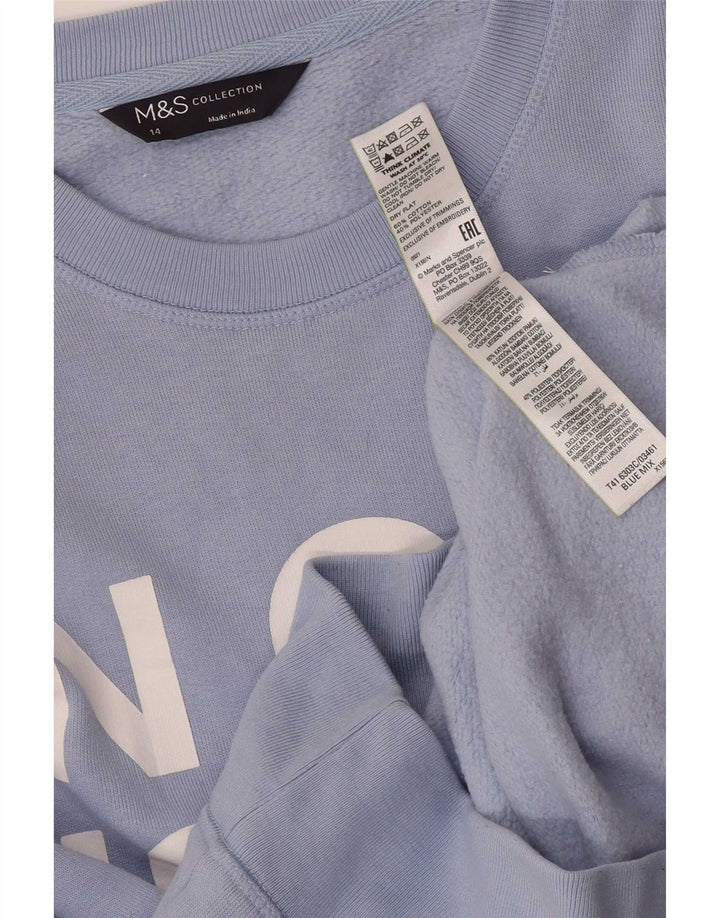 Felpa grafica da donna Marks & Spencer UK 14 grande cotone blu
