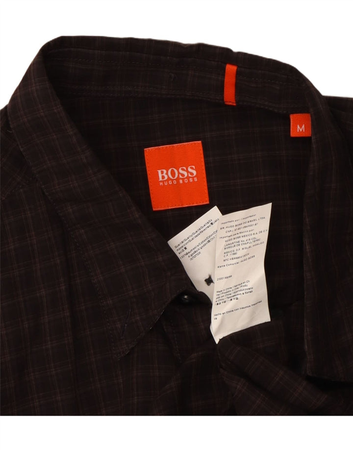 Camicia da uomo HUGO BOSS in cotone a quadri marrone medio