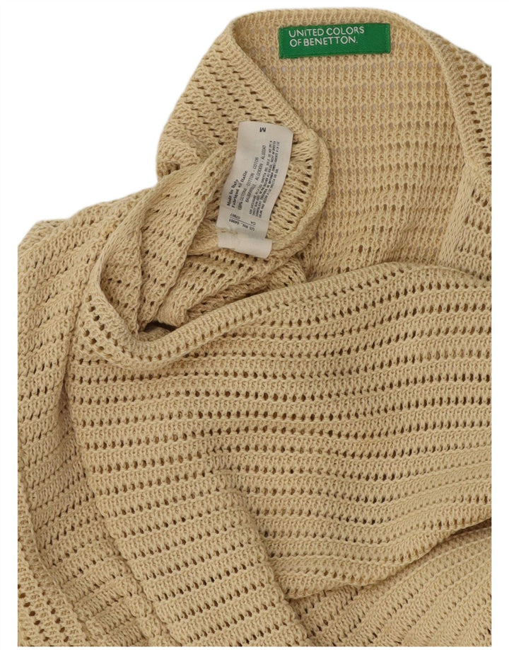 BENETTON Maglione da donna con scollo a barca all'uncinetto UK 12 Cotone beige medio