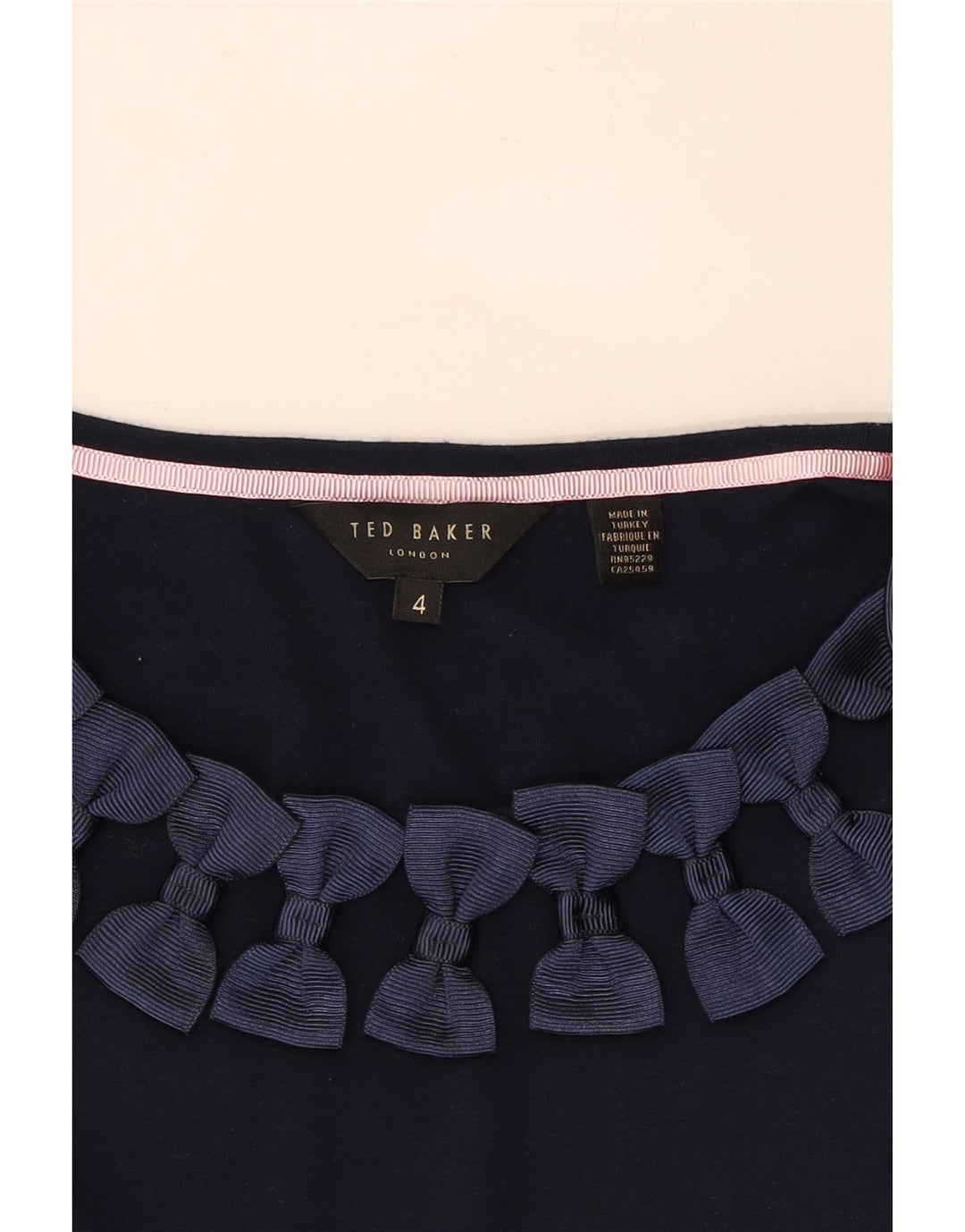 TED BAKER Womens T-Shirt Top Size 4 Large Navy Blue Vintage Ted Baker and Second-Hand Ted Baker from Messina Hembry 