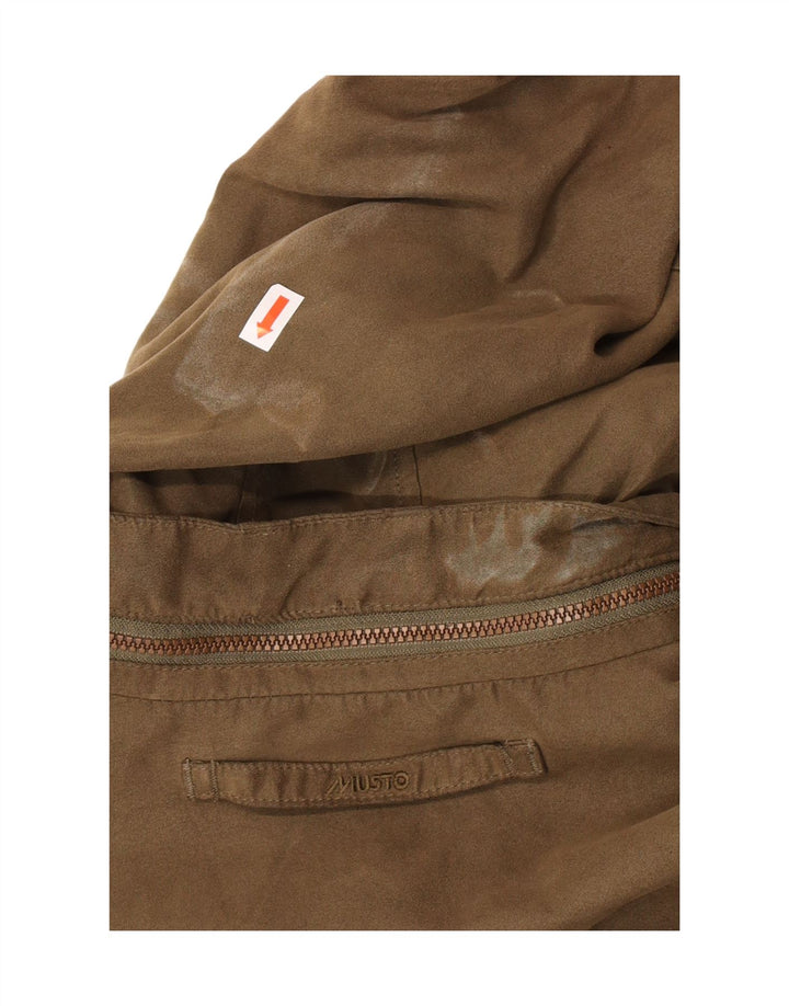 Giacca Parka da donna con cappuccio e zip Musto UK 16 grande poliestere kaki classico