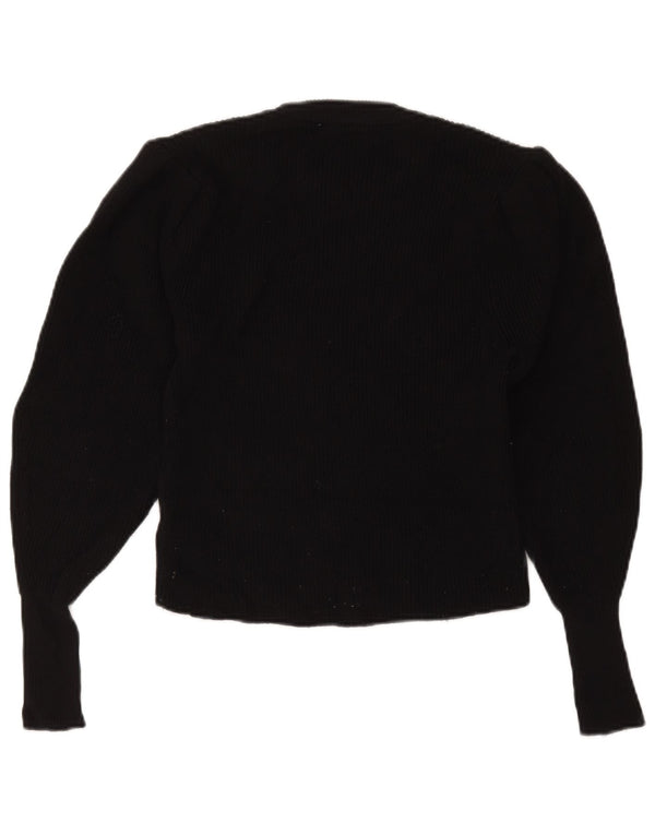 Maglione corto girocollo da donna Zara UK 12 viscosa nera media