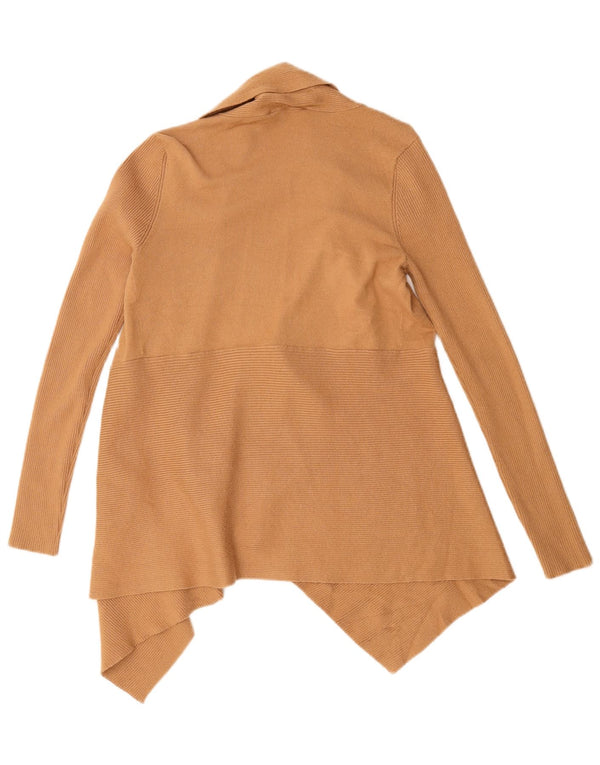 Maglione cardigan aperto asimmetrico da donna Zara UK 10 piccolo in viscosa marrone