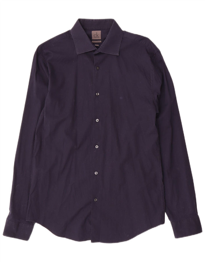 Camicia slim fit da uomo Calvin Klein taglia 40 15 3/4 medio blu navy