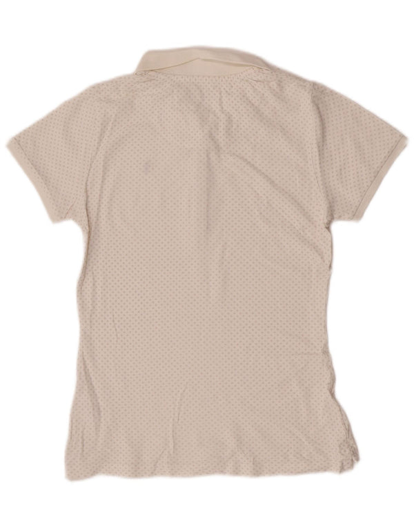 Refrigue Womens Polo Shirt UK 10 Small White Argyle/Diamond Cotton