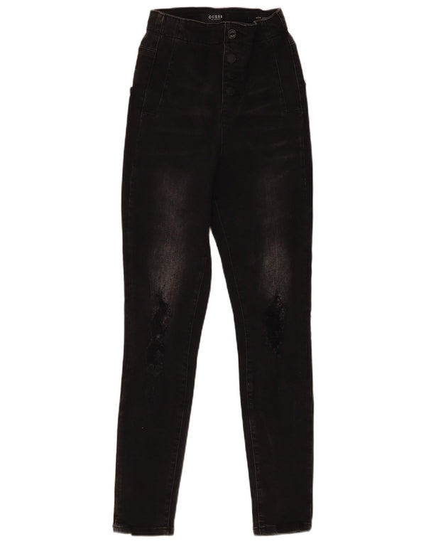 Jeans skinny invecchiati Bonny da donna Guess W25 L27 cotone nero