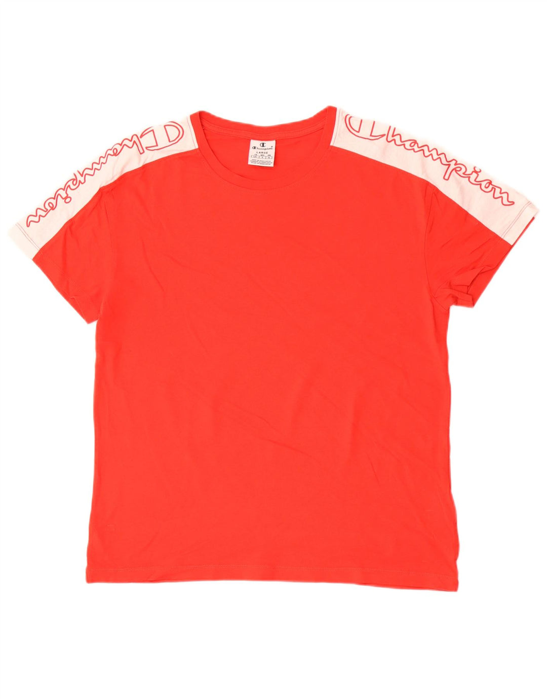 T-shirt grafica da uomo Champion Top grande rosso color block