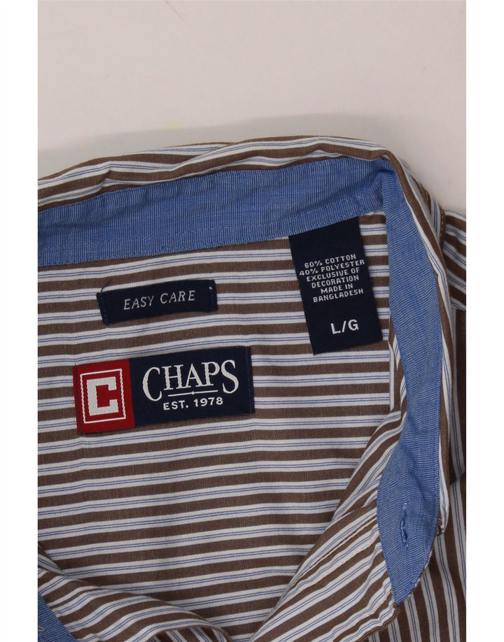 CHAPS Mens Easy Fit Shirt Large Brown Striped Cotton Vintage Chaps and Second-Hand Chaps from Messina Hembry 