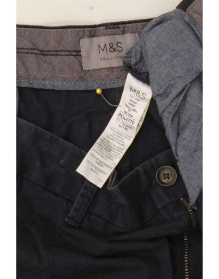 Pantaloncini chino da uomo Marks & Spencer W48 4XL cotone blu navy