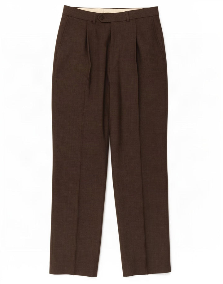 Pantaloni da abito con pegging da uomo Marks & Spencer W32 L31 poliestere marrone