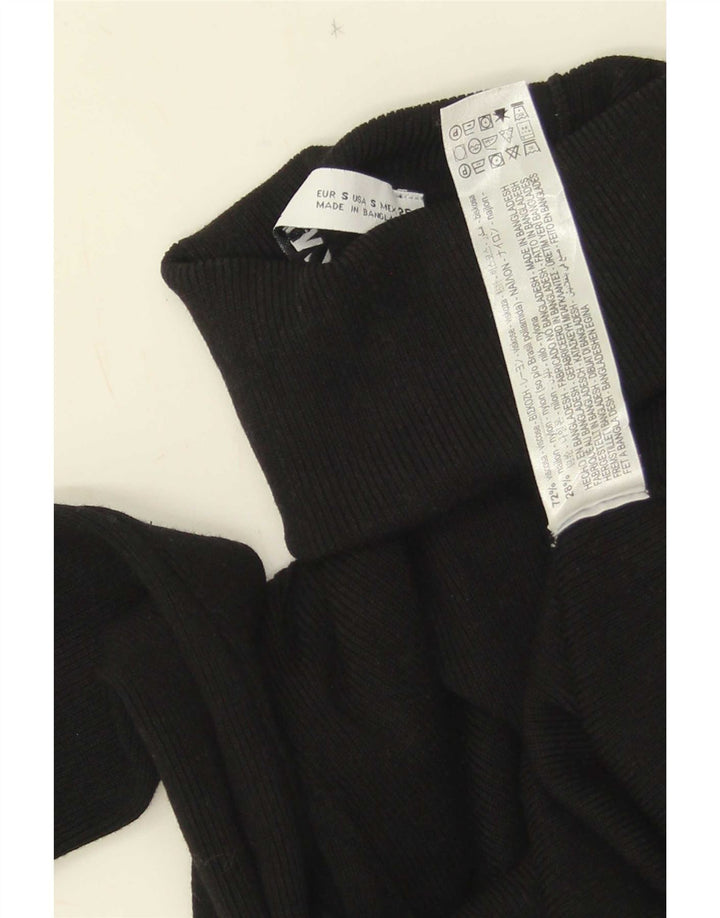Maglione maglione a collo alto da donna Zara UK 10 piccolo in viscosa nera
