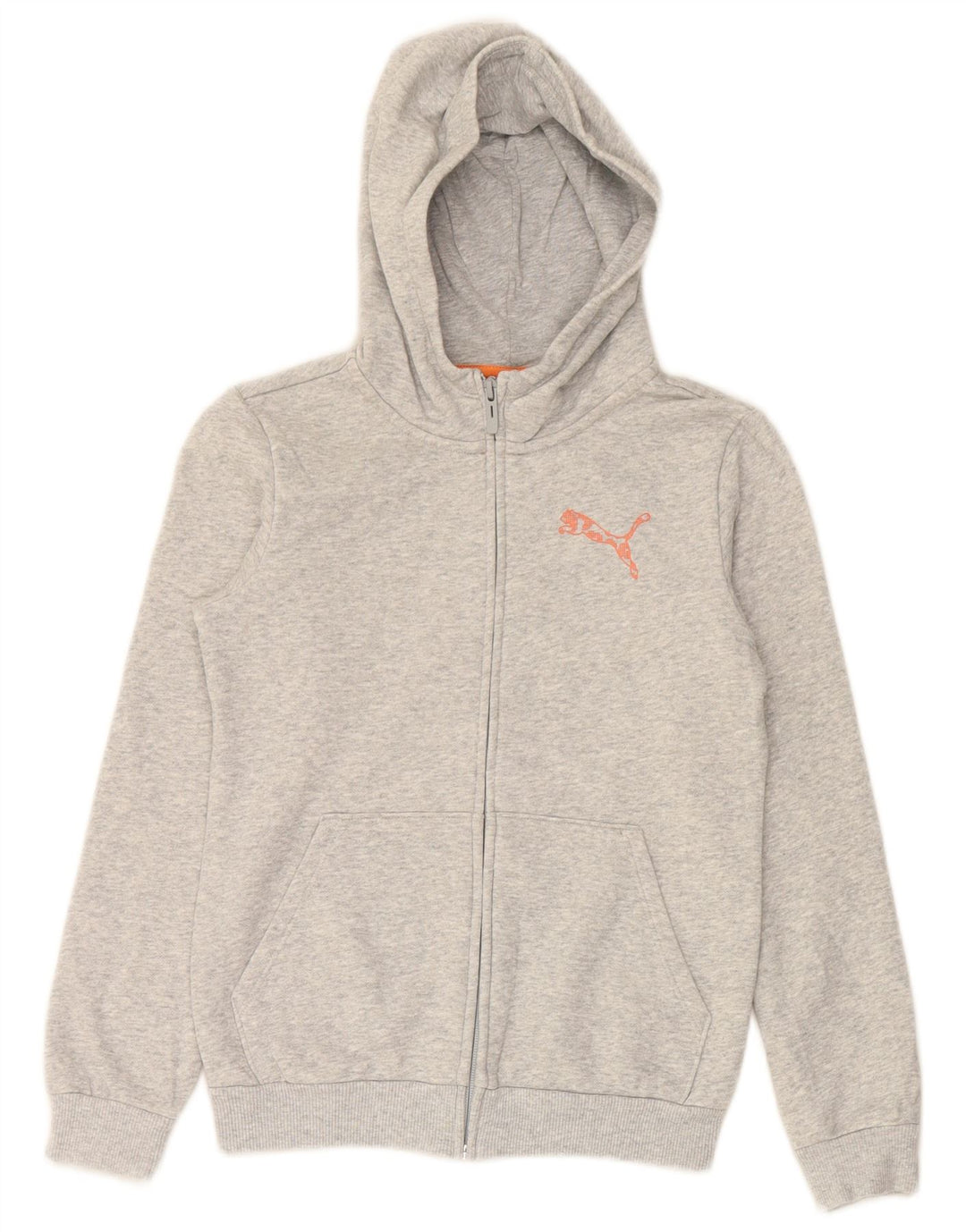Felpa con cappuccio con zip grafica PUMA per ragazze 11-12 anni in cotone grigio