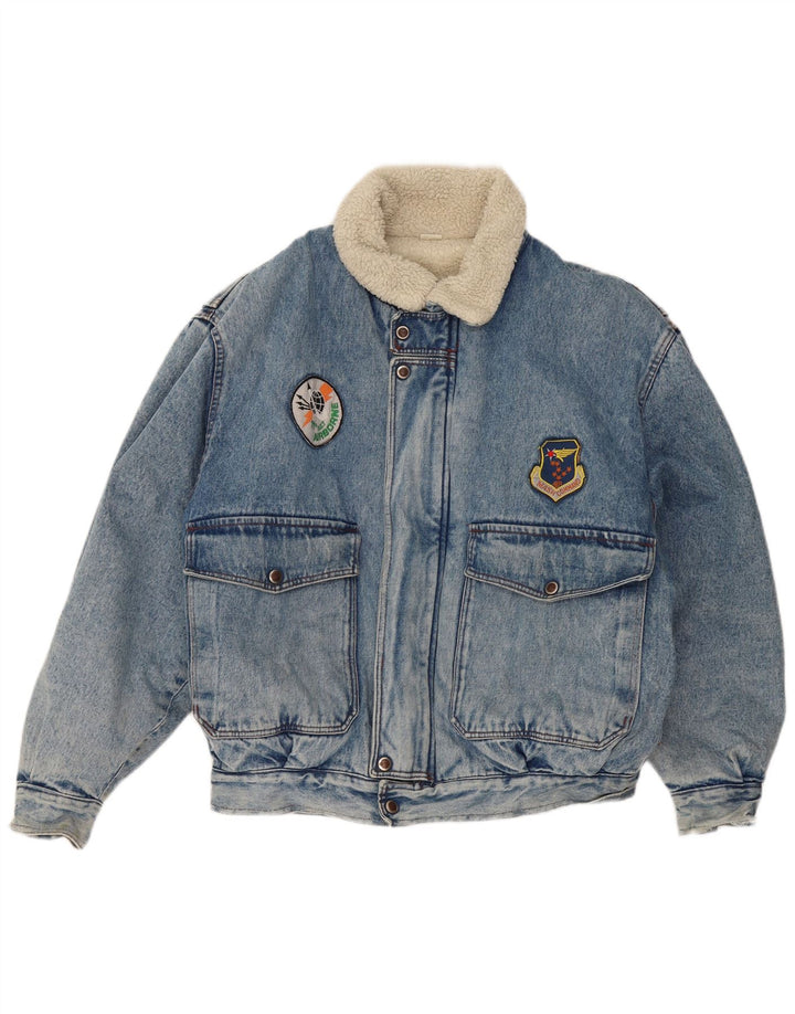 MASH Giacca in denim Sherpa da uomo UK 42 XL Cotone blu