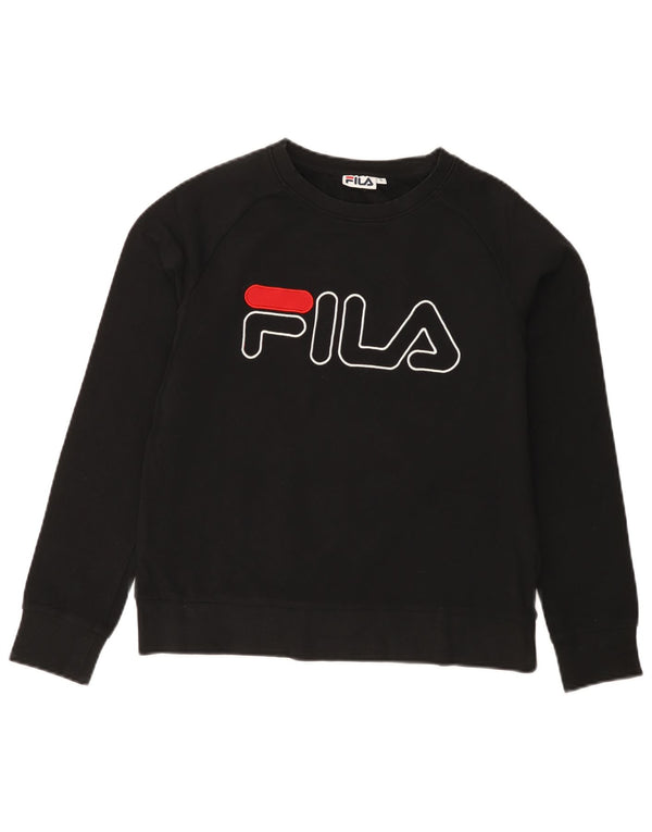 Felpa grafica da donna FILA Maglione UK 10 piccolo cotone nero