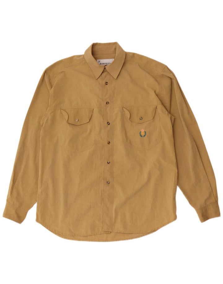 Camicia vintage da uomo grande marrone