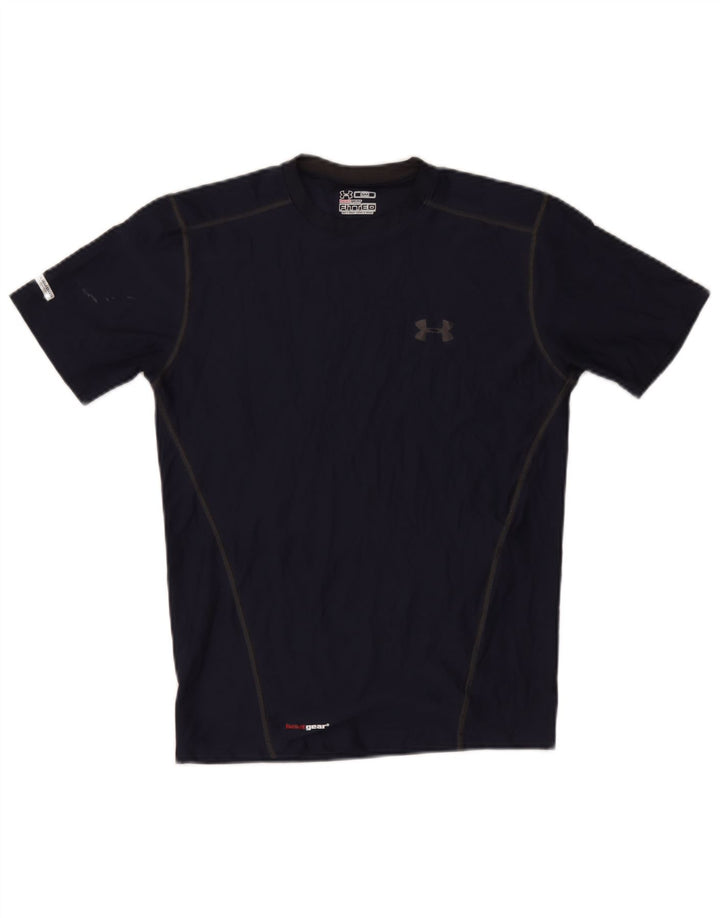 Maglietta Under Armour da uomo Heat Gear Top piccola in poliestere blu navy