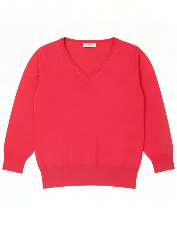 Marks & Spencer Maglione con scollo a V da donna UK 24 4XL Viscosa rosa