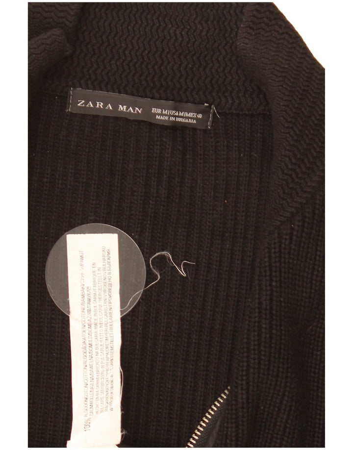 Maglione cardigan da uomo Zara in cotone nero medio