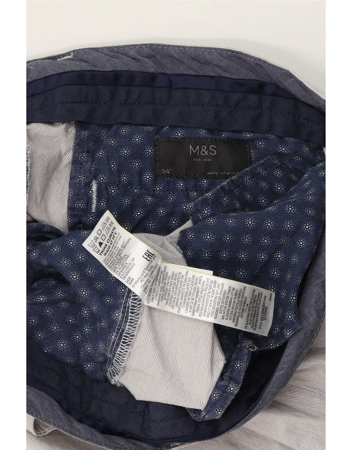 Pantaloncini chino da uomo Marks & Spencer W34 grande cotone gessato grigio