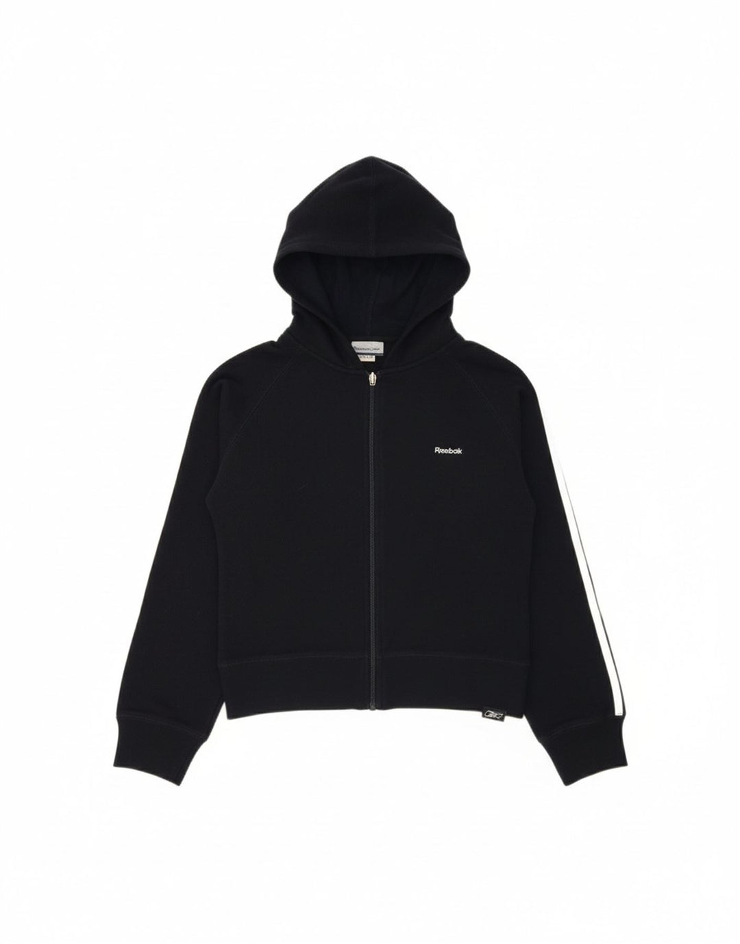 REEBOK Womens Graphic Zip Hoodie Sweater UK 12 Medium  Navy Blue Polyester