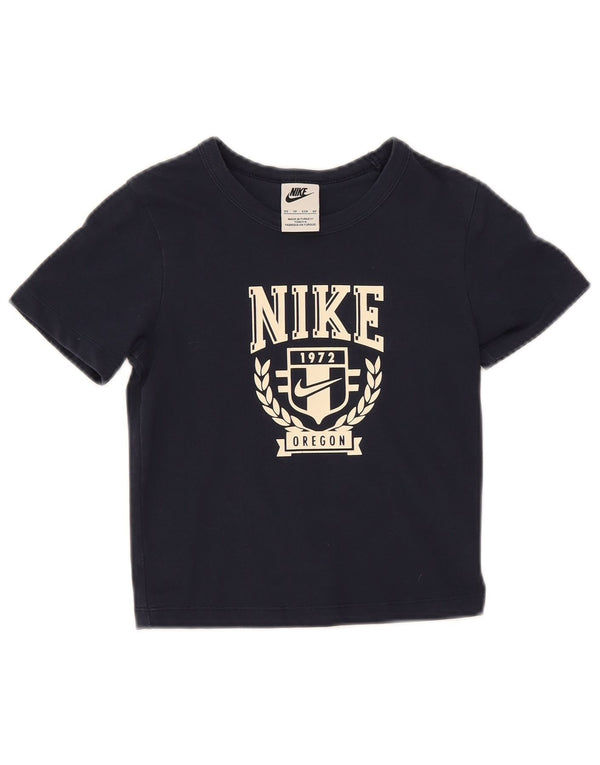 Maglietta grafica Nike Oregon per ragazze, 6-7 anni, XS, cotone blu navy