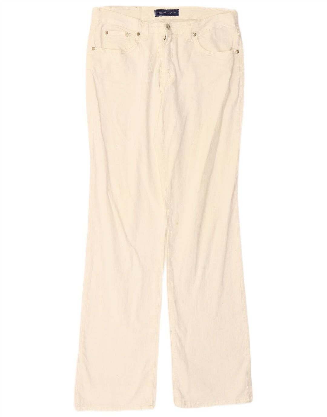 Pantaloni Casual Dritti Uomo TRUSSARDI IT 47 Small W31 L33 Cotone Bianco