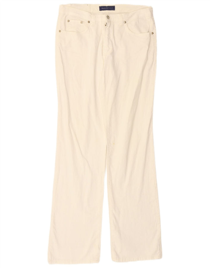 Pantaloni Casual Dritti Uomo TRUSSARDI IT 47 Small W31 L33 Cotone Bianco