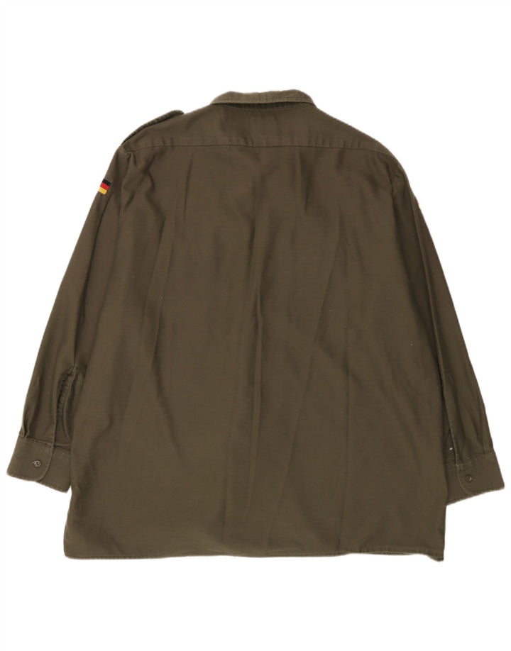 Camicia militare vintage da uomo 2XL in cotone kaki