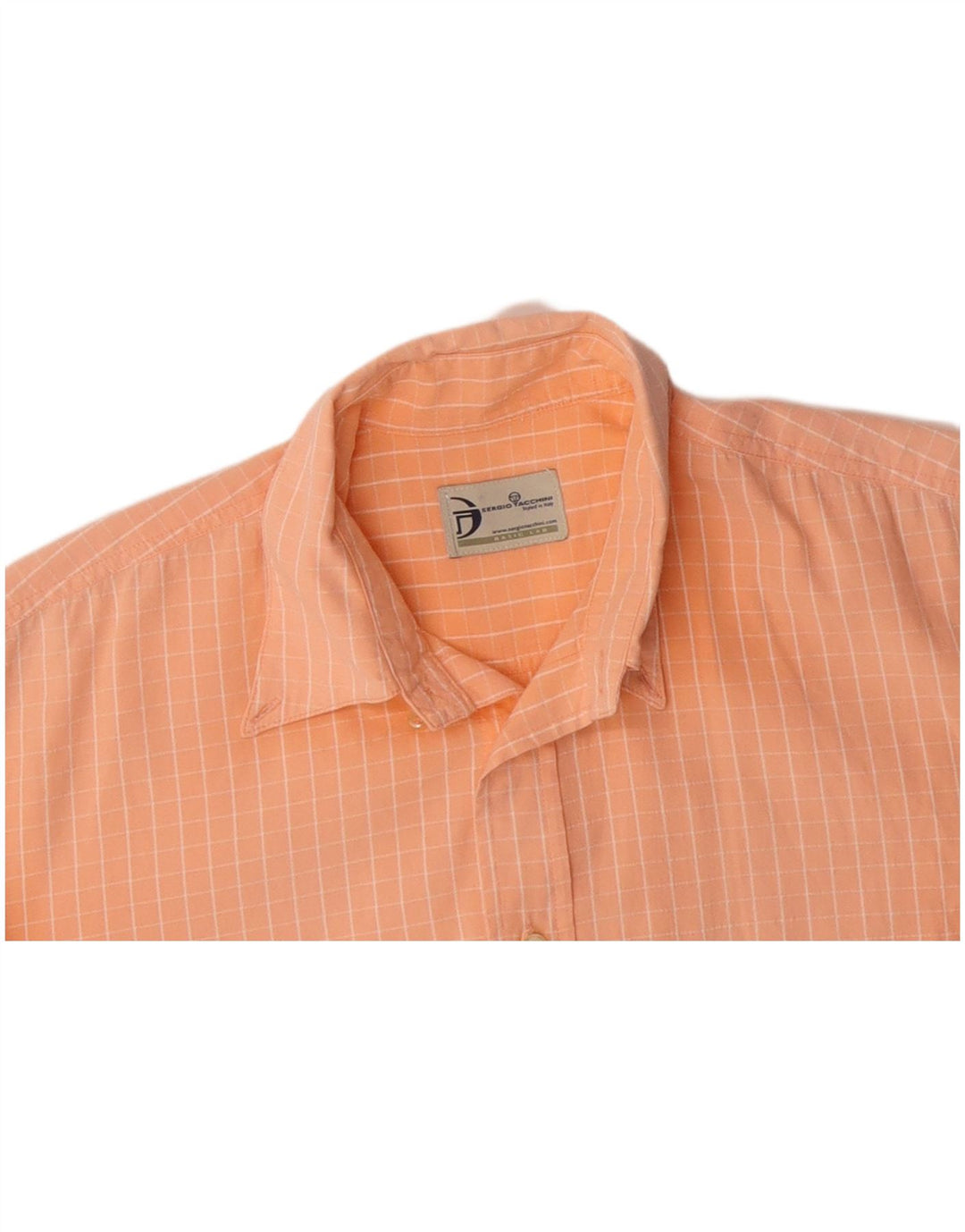 SERGIO TACCHINI Camicia da uomo a maniche corte in cotone a quadri arancio medio