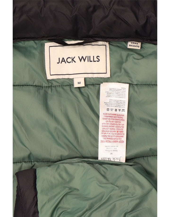 Giacca imbottita con cappuccio da uomo Jack Wills UK 38 nylon nero medio