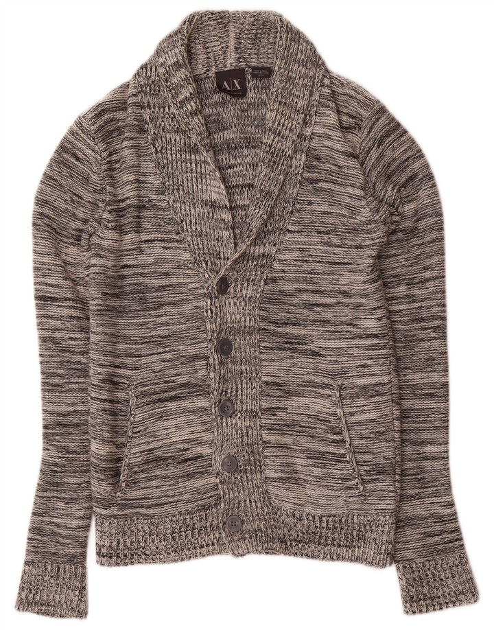 Maglione cardigan da uomo Armani Exchange XS in cotone screziato grigio