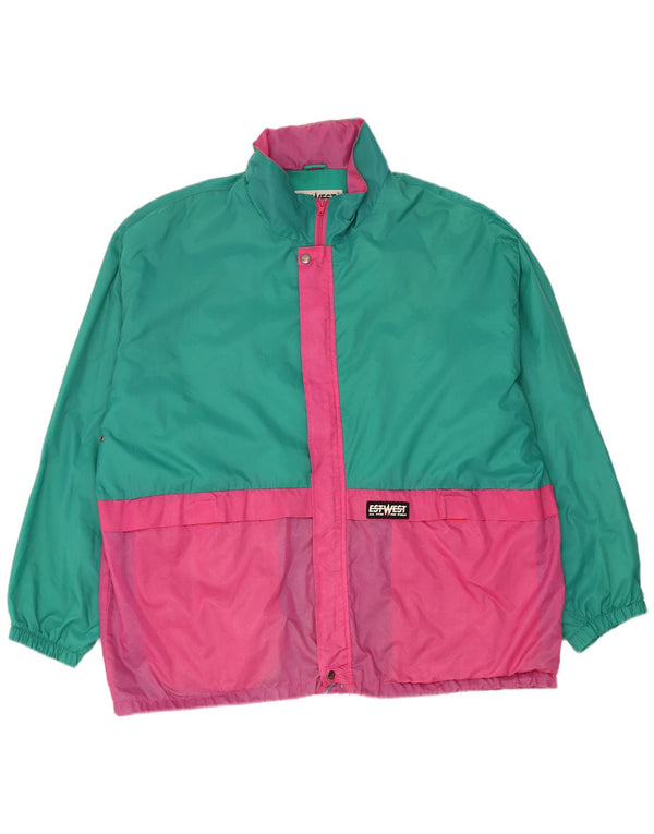 Vintage Mens Hooded Tracksuit Top Jacket XL Green Colourblock