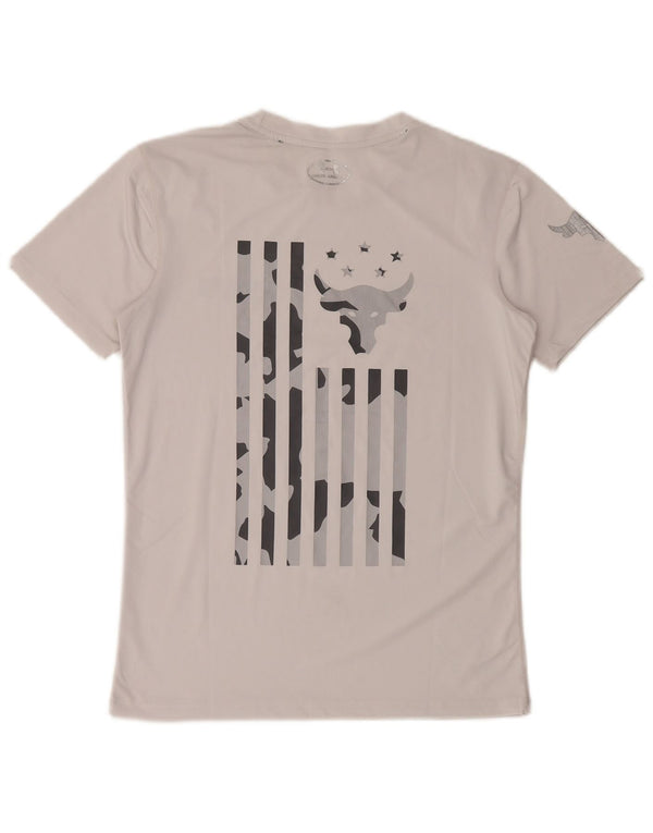 T-shirt grafica da uomo Under Armour Heat Gear Top in poliestere bianco medio