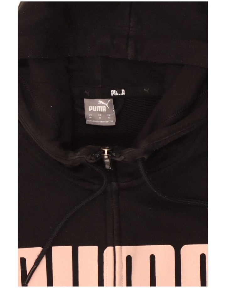 Felpa con cappuccio e zip grafica da donna Puma UK 14 Medium Nero