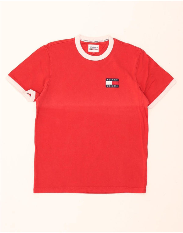 TOMMY HILFIGER T-shirt da uomo Top rosso medio in cotone color block