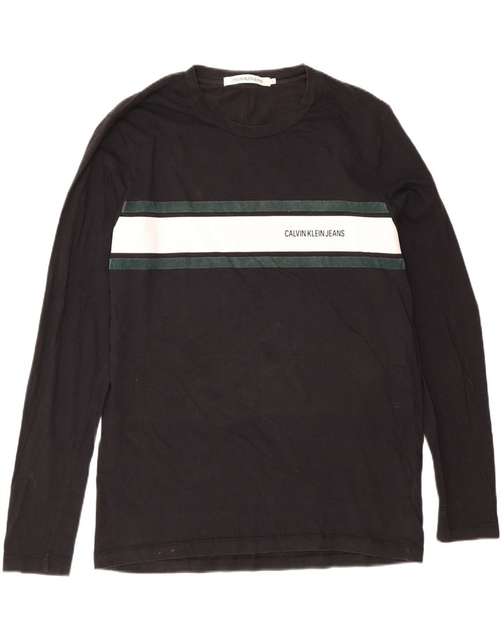 Calvin Klein Jeans Top grafico da uomo manica lunga grande color block nero