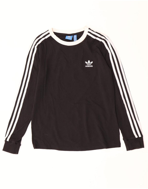 Top Adidas da donna a manica lunga UK 10 piccolo cotone nero