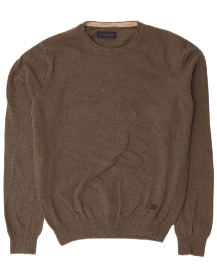 Maglione Uomo Girocollo TRUSSARDI Large in Lana Grigia