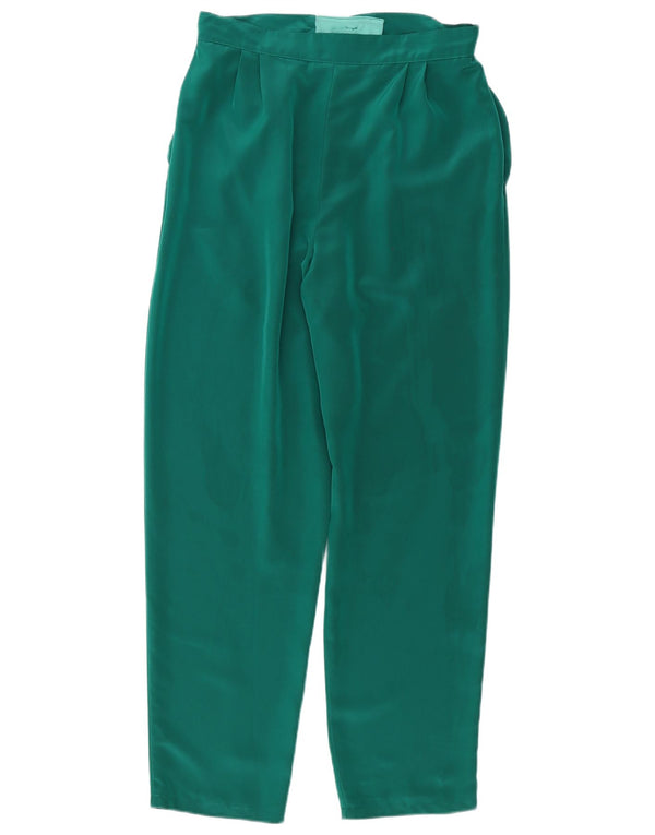 Pantaloni casual con ancoraggi a vita alta da donna vintage W30 L29 poliestere verde