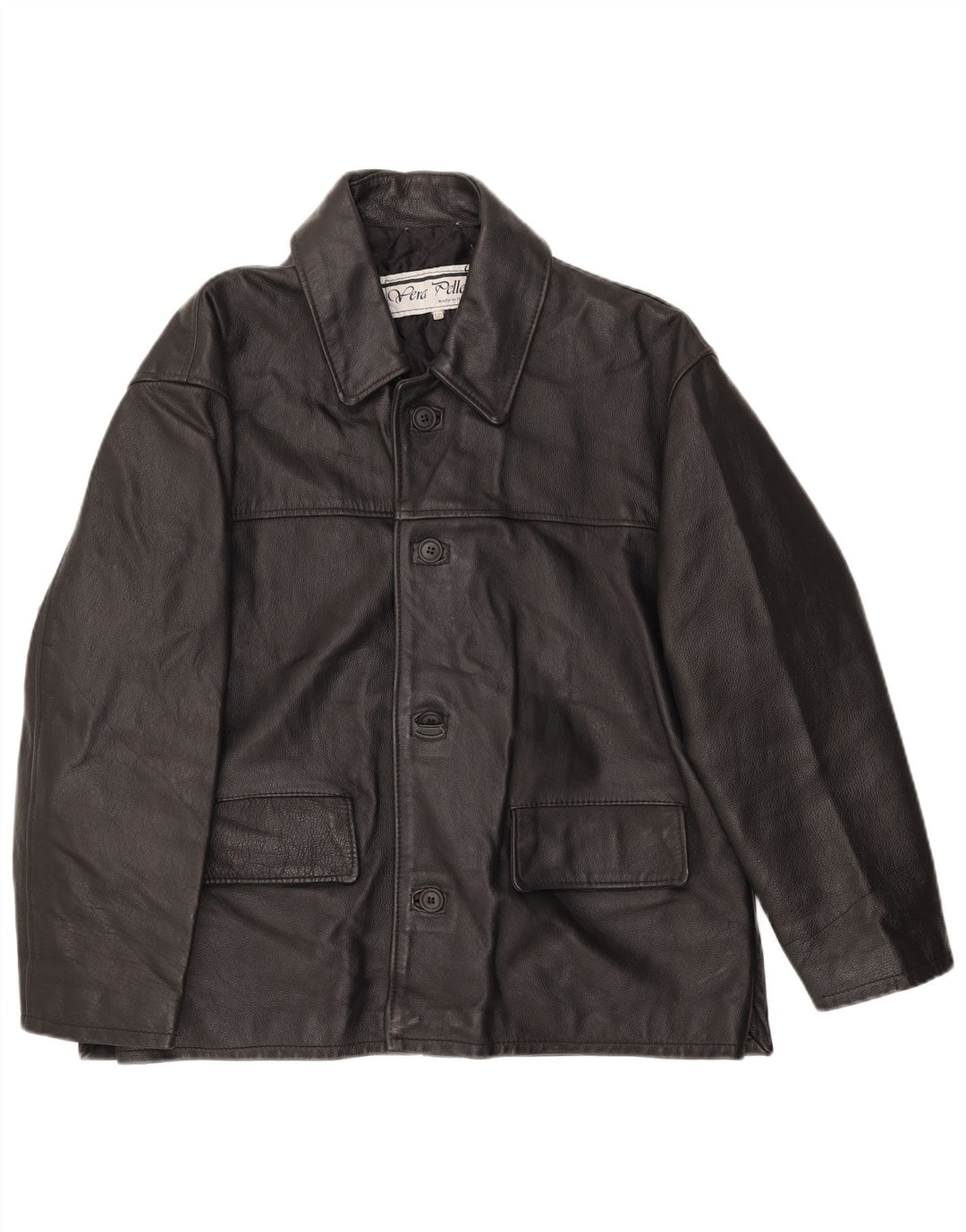 Giacca in pelle vintage da uomo IT 50 grande in pelle nera