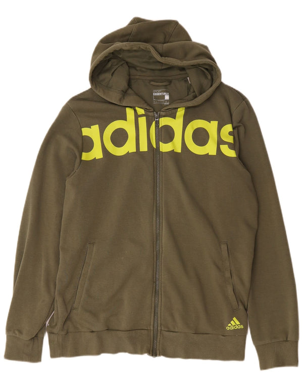 Maglione con cappuccio e zip grafica da uomo Adidas grande in cotone verde