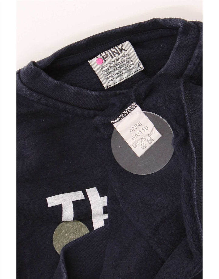 Felpa con vestibilità regolare grafica Think Pink per ragazzi 4-5 anni blu navy