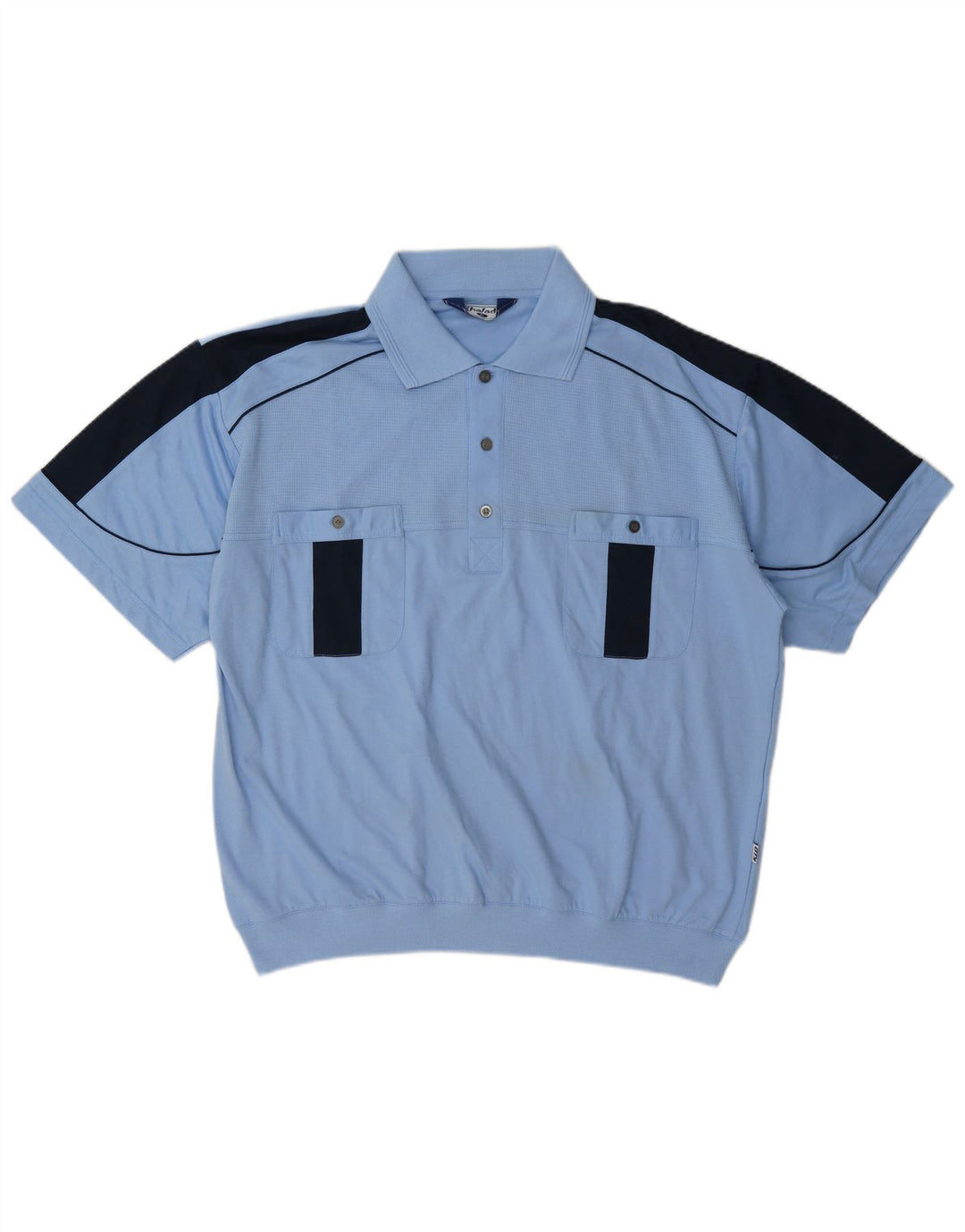 Polo vintage da uomo XL color block blu