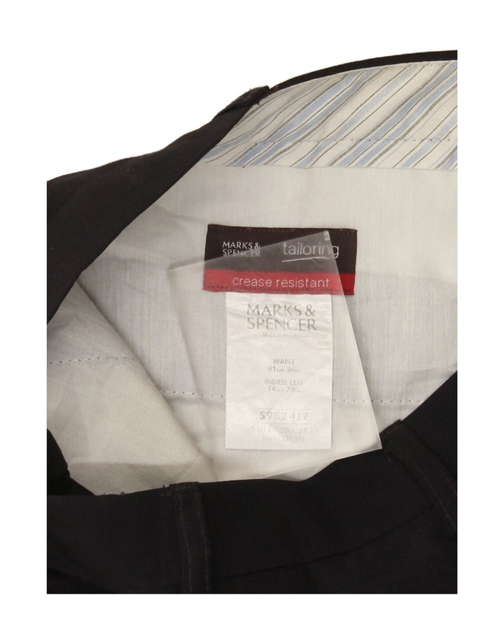 Pantaloni da abito dritti su misura da uomo Marks & Spencer W36 L29 Blu Navy