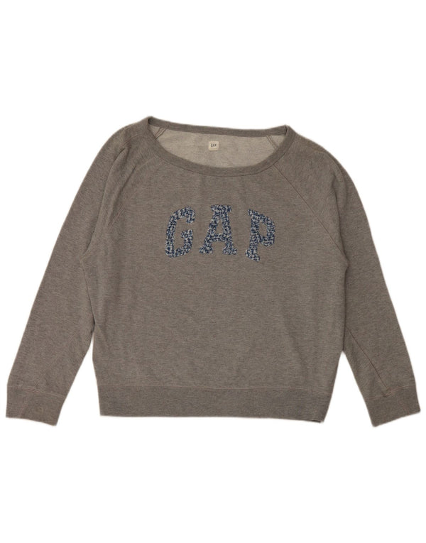 Gap Womens Graphic Oversized Sweatshirt Jumper UK 10 Small Grey Cotton