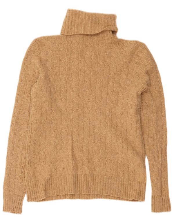 Maglione maglione collo alto da donna Polo Ralph Lauren UK 12 Lana beige medio