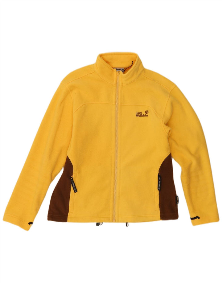 Giacca in pile grafica da donna Jack Wolfskin UK 18/20 XL Colorblock giallo