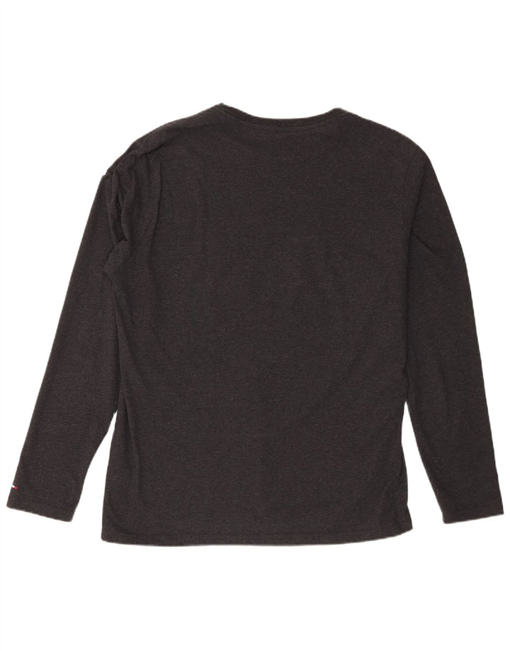 Tommy Hilfiger Uomo Graphic Top Manica Lunga Grande Cotone Nero