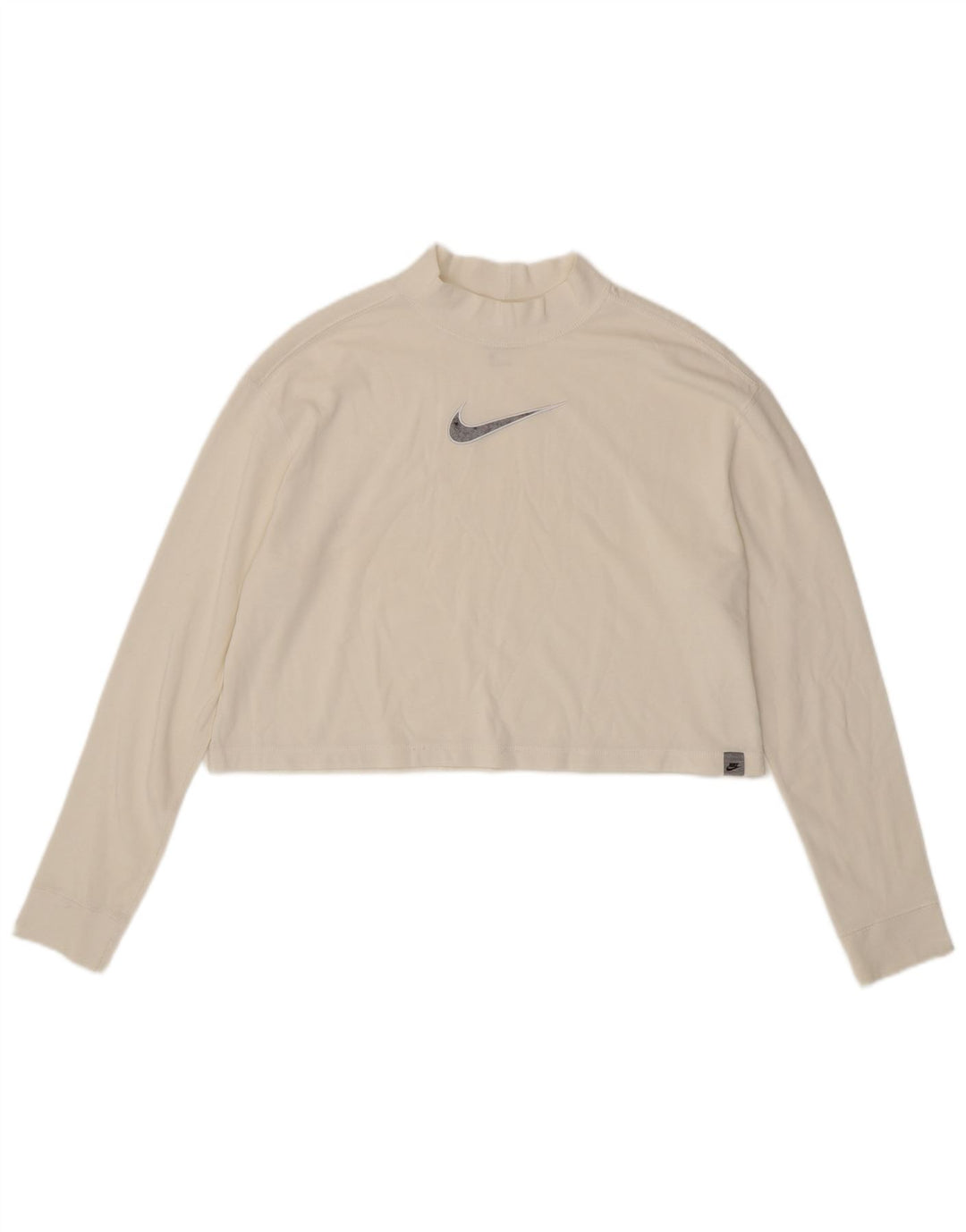 NIKE Womens Crop Top Long Sleeve UK 16 Large White Cotton